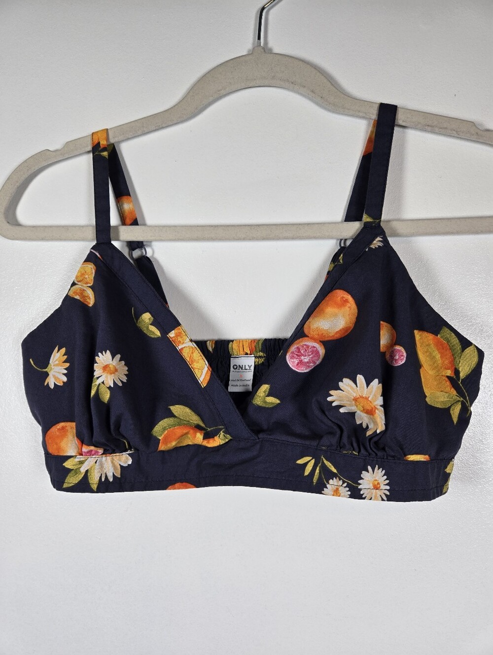 Old Navy Classic Woven Citrus Floral Navy 2pc Pajama Set Bralette Shorts S-M - Picture 2 of 16